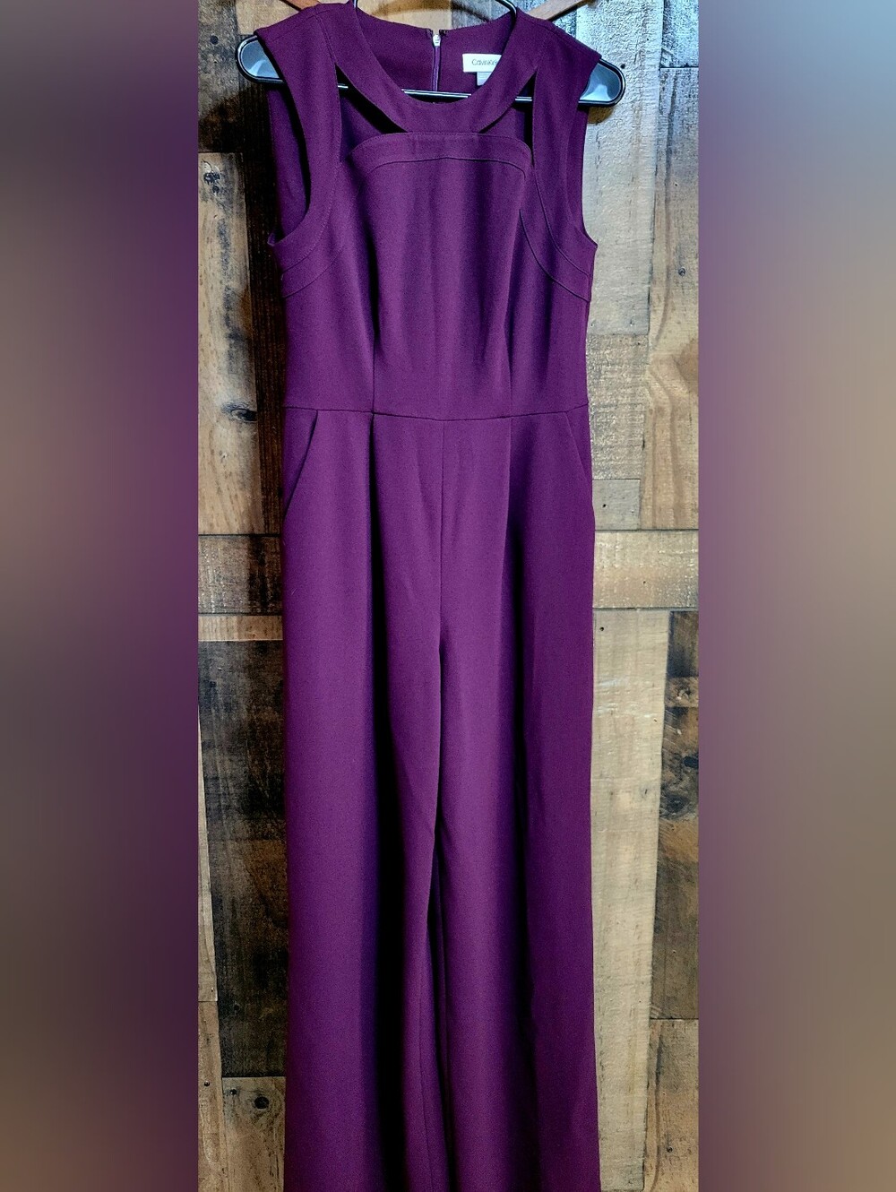 Calvin Klein Eggplant Wide-Leg Jumpsuit